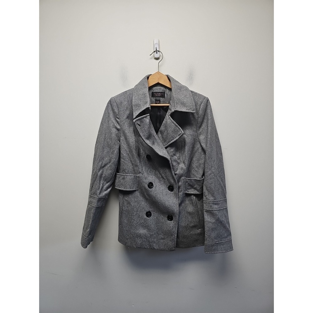 Victoria's Secret Womens Gray Wool Double Breasted Peacoat Coat Jacket Size 10